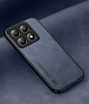Шкіряний чохол XnE Xiaomi 14T з металевою вставкою Blue (41231-28)