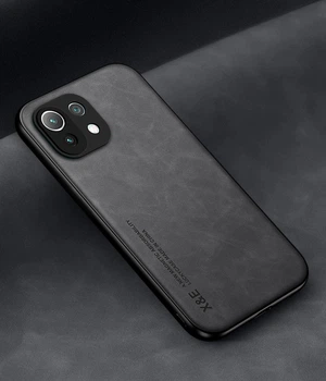 Кожаный чехол XnE Xiaomi 11 Lite 5G NE с металлической вставкой Black (34265-2B)