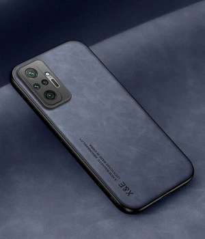 Шкіряний чохол XnE Xiaomi Redmi Note 10 Pro з металевою вставкою Blue (34274-28)