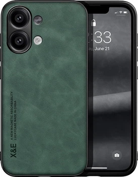 Кожаный чехол XnE Xiaomi Redmi Note 13 с металлической вставкой Green (39653-08)