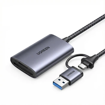Кардридер Ugreen CM401 2-в-1 USB-C + USB-A UHS-II SD 4.0 312 МБ/с 0.5 м Серый (35148)