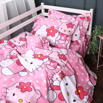 Комплект постільної білизни Бязь 17-0864 Hello Kitty Pink Євро