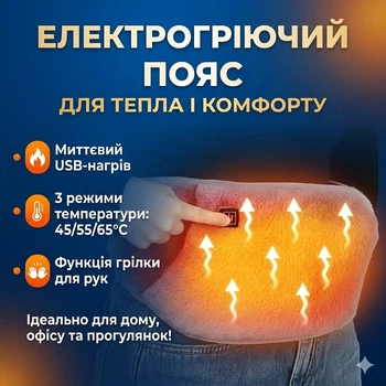 Электро-пояс с подогревом USB, графеновый нагрев, 3 режима, портативный, серый