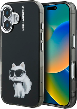 Etui Karl Lagerfeld IML Aquarelle Choupette & Logo iPhone 16 Black (3666339464387)
