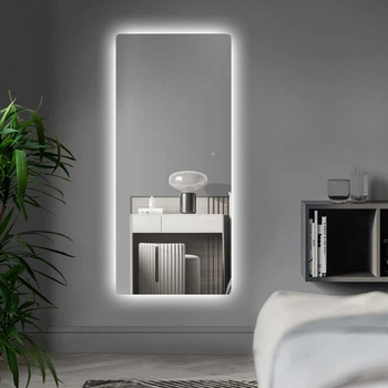Зеркало Art-com с LED-подсветкой 1260х560 мм безрамное с закругленными углами с сенсорной кнопкой (с выключателем) (BRL D 7 1260x560)