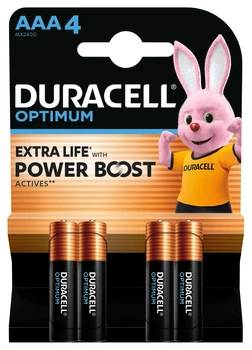 Батарейка DURACELL Optimum AAA / LR03 Alkaline 1.5v (блістер)