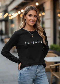 Лонгслив женский демисезонный с надписью Friends G&N Черный 18286 L (48)
