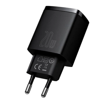 Зарядное устройство Baseus Compact Quick Charger 20W USB Type-A USB Type-C Черный
