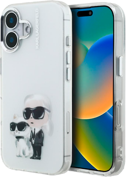 Etui Karl Lagerfeld IML Aquarelle Karl & Choupette & Logo do iPhone 16 White (3666339464929)