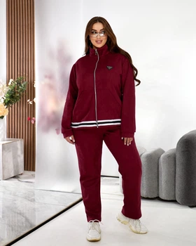 Жіночий прогулянковий костюм із замши (кофта + брюки) Uaclothes 50-52 Бордовий (like35380-158011358)