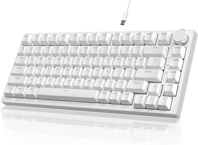 Механічна Клавіатура Ajazz AK820 Біла, Ігрова, Hot Swap, Blue Switches, 75%