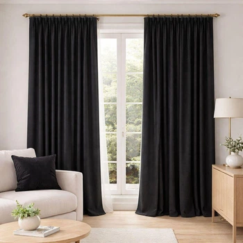 Комплект штор 2 шт 150х260 см, Soft Velvet Lux шторы, гардины, портьеры на штоной тесьме V-32 чорний