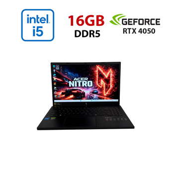 Игровой ноутбук Aser Nitro V15 ANV15-52 / 15.6" (1920x1080) IPS / Intel Core i5-13420H (8 (12) ядер по 3.4 - 4.6 GHz) / 16 GB DDR5 / 512 GB SSD / nVidia GeForce RTX 4050, 6 GB GDDR6, 96-bit / WebCam б/у