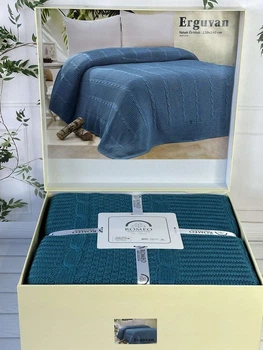 Вязаный плед 220 на 240 см Romeo Home изумрудный