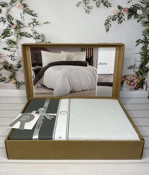 Комплект постільної білизни Romeo home Aura poplin жаккард євро розмір в подарунковій коробці сірий