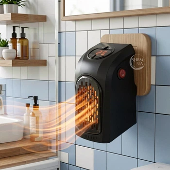 Компактный мини-обогреватель Handy Heater 400 Вт для розетки, портативный электрический тепловентилятор с керамическим нагревателем, термостатом и таймером, беспроводной розеточный обогреватель для дома, спальни, ванной и офиса, RH-400
