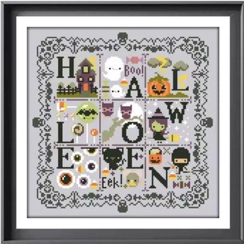 Набір для вишивання Halloween spooky sampler. AIDA 14CT ,30*30 см. БЕЗ нанесення на канву схеми