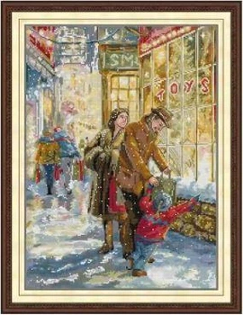 Набір для вишивання за нанесеною на канву схемою The Family Before Christmas. AIDA 14CT printed , 38*50 см