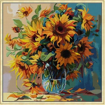 Набір для вишивання за нанесеною на канву схемою Sunflower 4. AIDA 14CT printed , 47*47 см