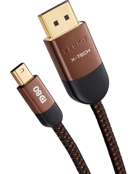 Кабель Zeskit X-Tech mini DisplayPort to Displayport v2.1 [VESA Certified] 8K@60Hz, 4K@240Hz, 80Gbps, 1м (DP-MX100)