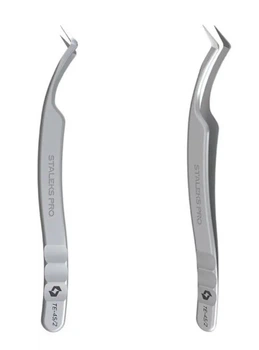 Пинцет профессиональный с насечками для ресниц Staleks Pro Expert 45 Type 2 L-образный 40'