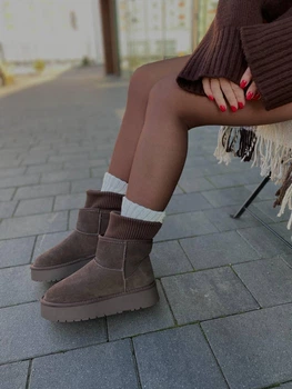 Уггі жіночі замшеві зимові UGG на хутрі шоколадні 36 (6010)