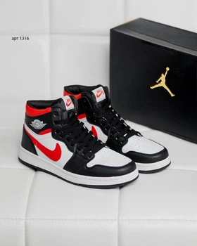 Кросівки чоловічі NK Jordan Retro 1 Hight 42 (26.5 см) Black White Red (арт 1316)