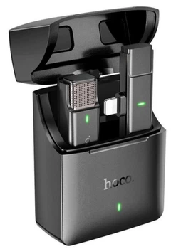 Беспроводной петличный микрофон с зарядным кейсом Hoco S31 Lightning Темно-серый
