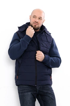 Чоловіча стьобана жилетка та коміром-стійкою (плюс сайз) NoBrand 50 Темно-синій (p-19212-227802)