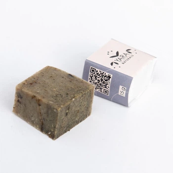 Натуральне мило скраб ручної роботи з Карпат YARA NATURALS - ЧЕБРЕЦЬ із зеленою глиною 15 г