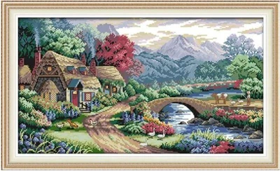 Набір для вишивання за нанесеною на канву схемою "Farm scene". AIDA 14CT printed, 54*33 см