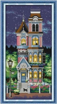 Набор для вышивания по нанесённой на канву схеме "A quiet night.Шарм ".AIDA 14CT printed, 34*62 см