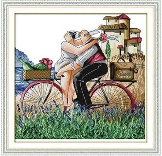 Набор для вышивания по нанесённой на канву схеме "We got married". AIDA 14CT printed 44*43 см