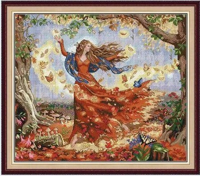 Набор для вышивания по нанесённой на канву схеме "Butterfly Fairy 14". AIDA 14CT printed , 49*43см