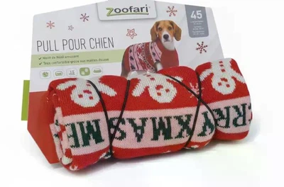 Святковий в'язаний свитер для собак Zoofari (Різдвяний/Червоний) Розмір 45