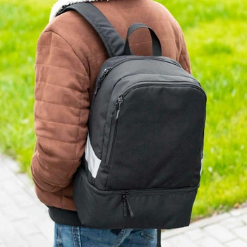 Рюкзак спортивный городской Virat Black с отделом для обуви, Оксфорд 1000D, 26 л, черный, со светоотражателями