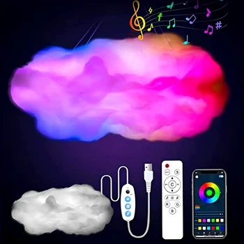 Подвесная LED лампа Облако RGB с управлением от USB и пультом для освещения помещений модель OBL-211