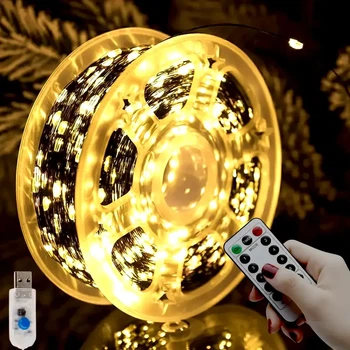 Гирлянда светодиодная на USB 50м 100 светодиодов RGB с пультом управления для новогоднего декора