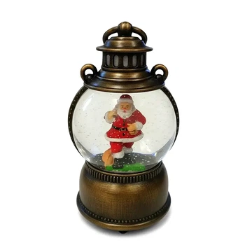 Новогодний светильник ночник Санта Клаус с LED подсветкой высота 25 см питание USB батарейки бронзовый