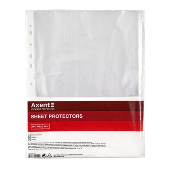 Файли Axent, А4+, 100 шт., 40 мкм., Фактура глянець (2004-00-A)