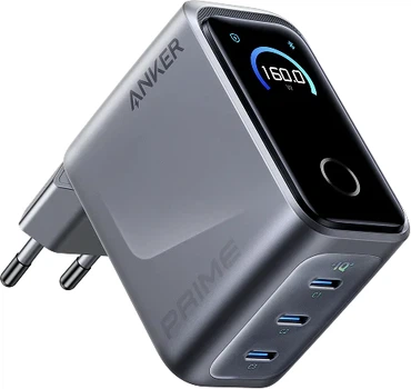 Мережевий зарядний пристрій Anker GaN Prime Charger 160 Вт 3xUSB-C PD3.1 Сріблястий (A2687341)