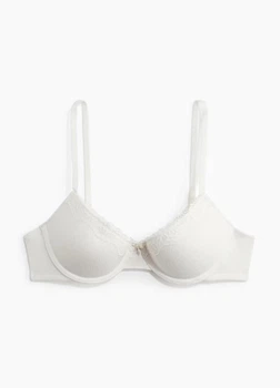 Бюстгальтер жіночий з push-up в рубчик з мереживом H&M 75D білий (13717)
