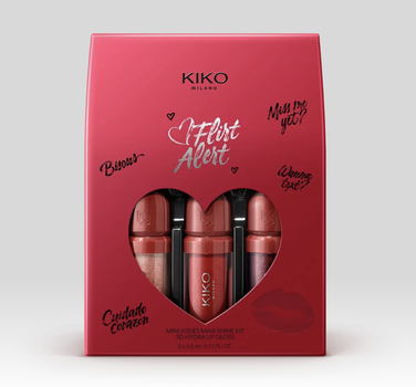 Набір міні-блисків для губ KIKO Milano Flirt Alert Mini Kisses Maxi Shine Kit – 3D Hydra Lip Gloss