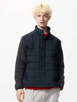 Куртка демісезонна з капюшоном чоловіча Uniqlo 869943152 L Синя (1159853070)