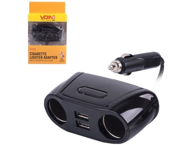 Разветвитель прикуривателя Voin 2 выхода + 2 USB 2100 mAh 12/24V (SC-2079)