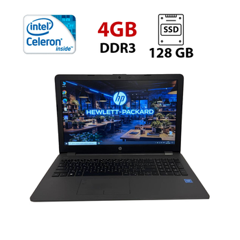 Ноутбук HP 250 G6 / 15.6" (1366x768) TN / Intel Celeron N3060 (2 ядра по 1.6 - 2.48 GHz) / 4 GB DDR3 / 128 GB SSD / Intel HD Graphics 400 / WebCam / DVD-ROM б/у