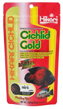 Корм Hikari Cichlid Gold mini 57g, гранулы 3,2-3,7мм для улучшения окраса цихлид