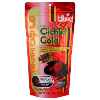 Корм Hikari Cichlid Gold medium 250g, гранулы 4,8-5,3мм для улучшения окраса цихлид