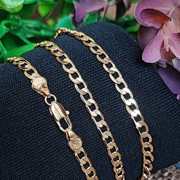 Цепочка Xuping Jewelry 4мм 55см медицинское золото позолота 18К панцирное плетение ц825