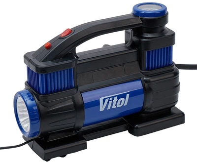 Автокомпрессор Vitol К-70 150 psi 23 A 90 л 2 цилиндра шланг 50 м клеммы (К-70)